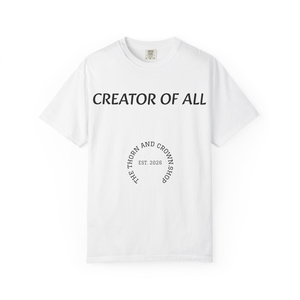 Creator of All T-Shirt — Religious Christian Graphic Tee (Heavenly Figure Back Print)