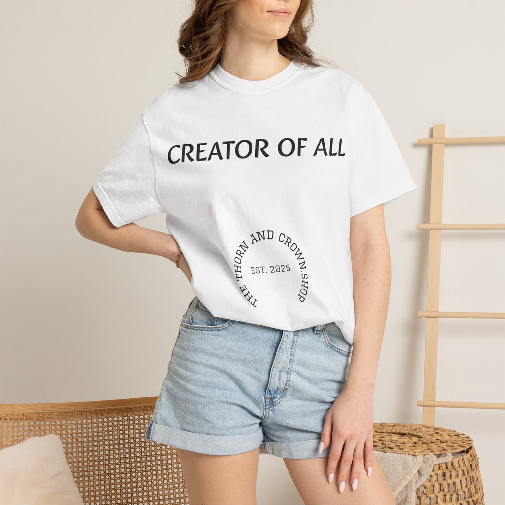 Creator of All T-Shirt — Religious Christian Graphic Tee (Heavenly Figure Back Print)