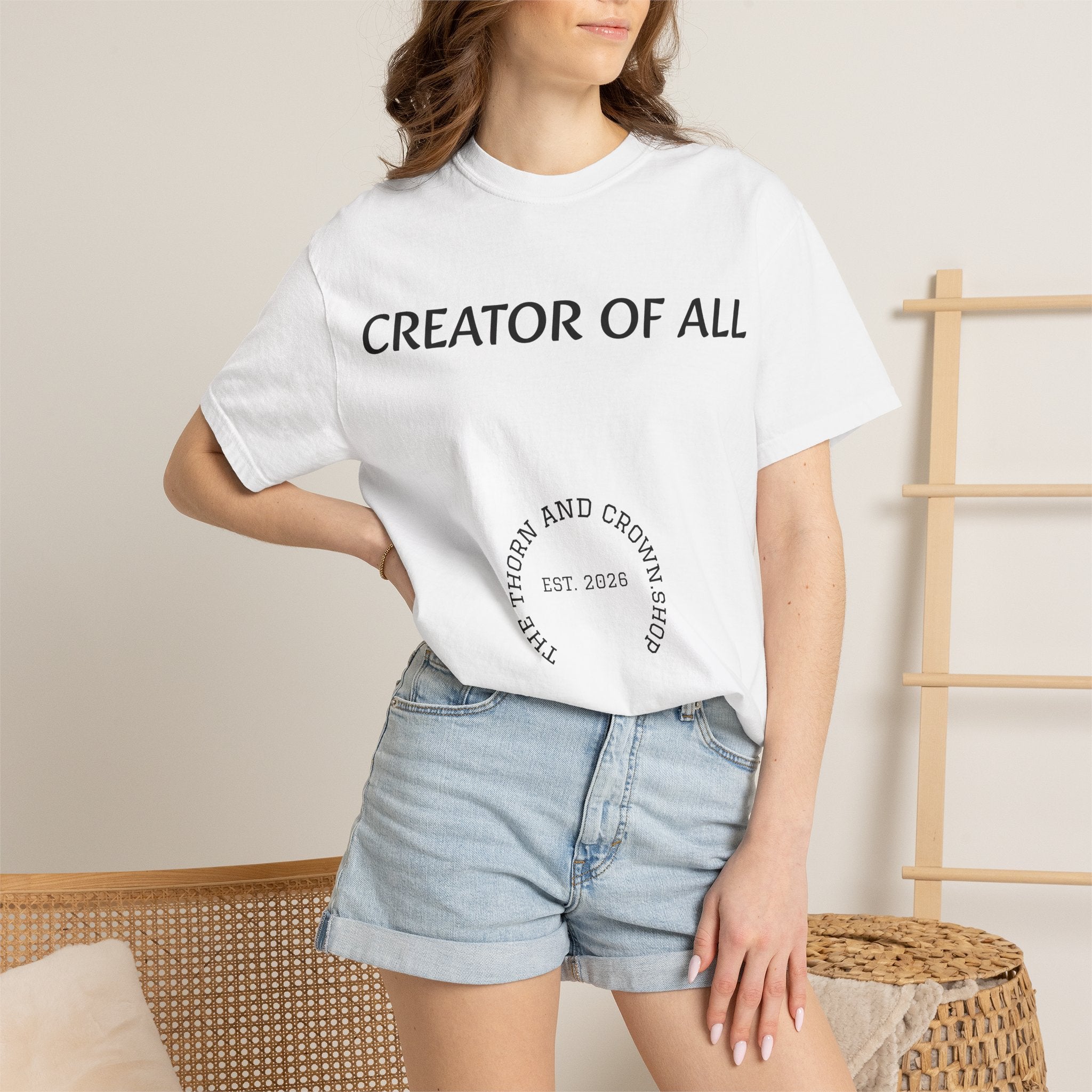 Creator of All T-Shirt — Religious Christian Graphic Tee (Heavenly Figure Back Print)