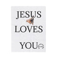 Velveteen Blanket — "Jesus Loves You" Inspirational Christian Throw